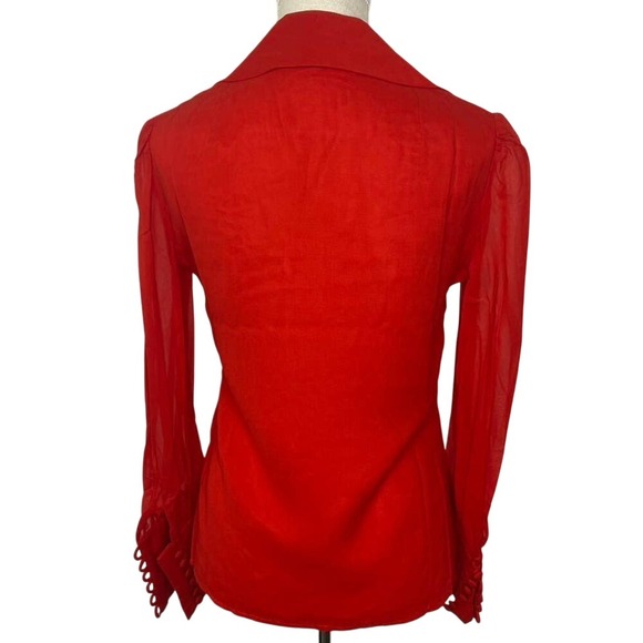 Vintage Morton Myles for Malcolm Charles red button front blouse - Picture 2 of 16